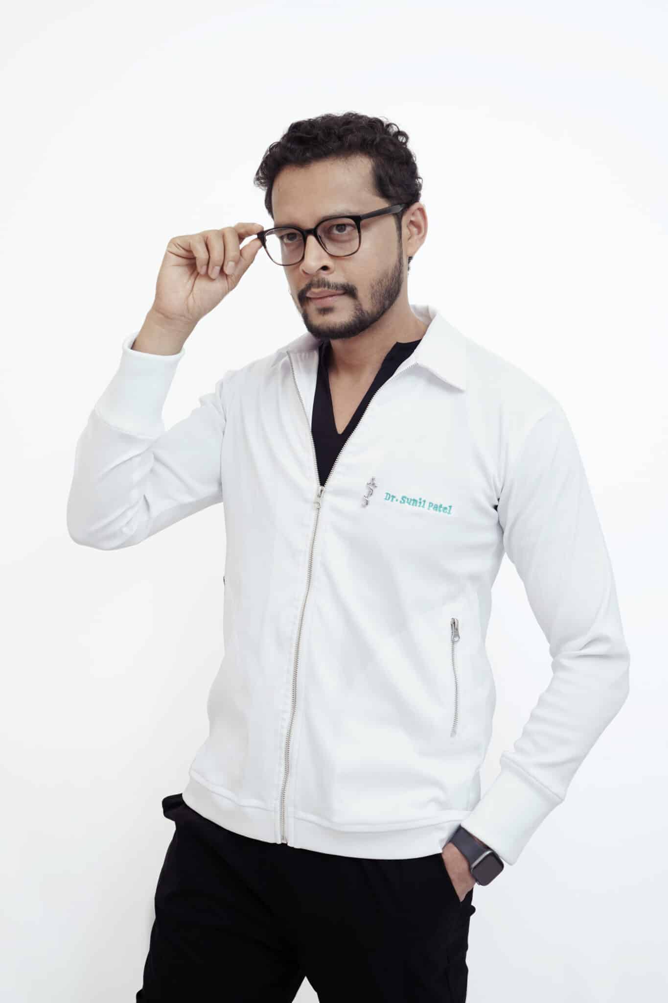 Doctor's Jacket for Men White with Classy Silver Zip Soft Ribs at