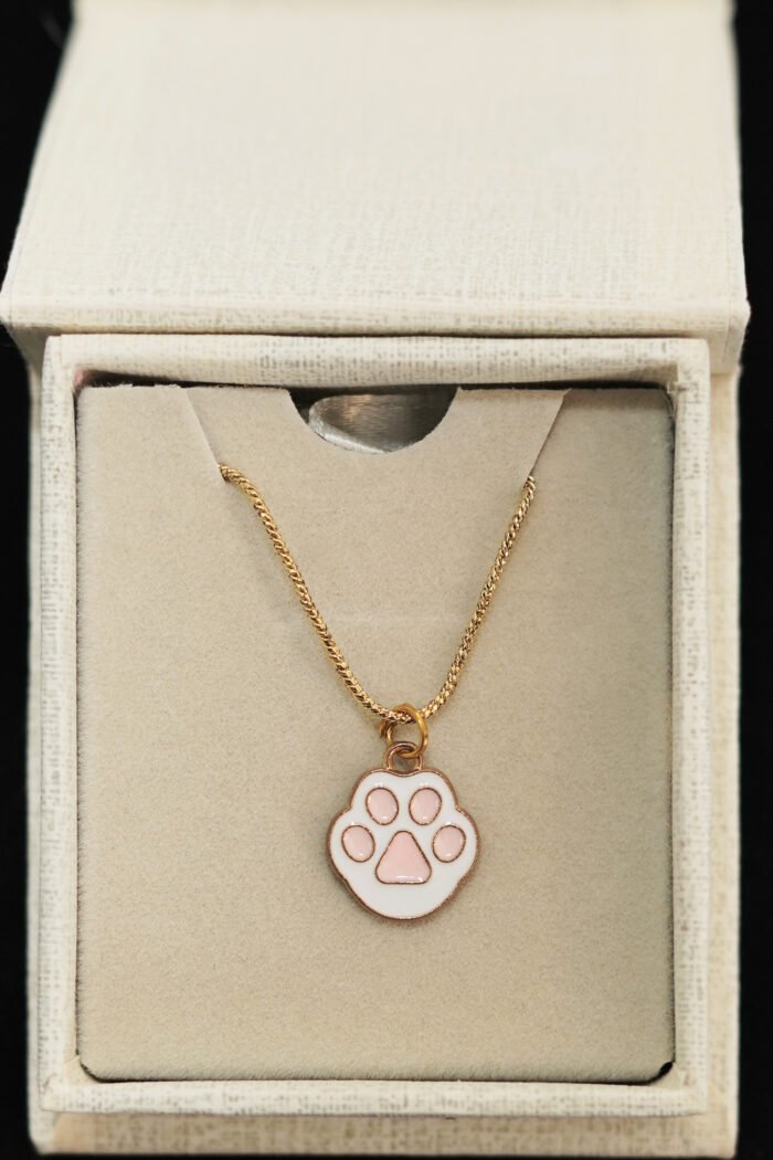 Your Pet's Paw Print On Heart Necklace