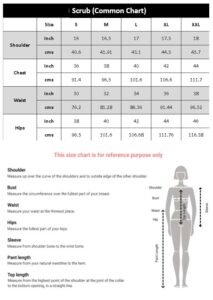 scrub size chart