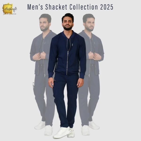 navy blue scrub shacket