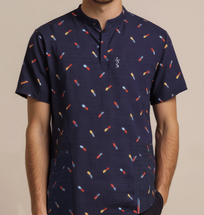 printed scrub top
